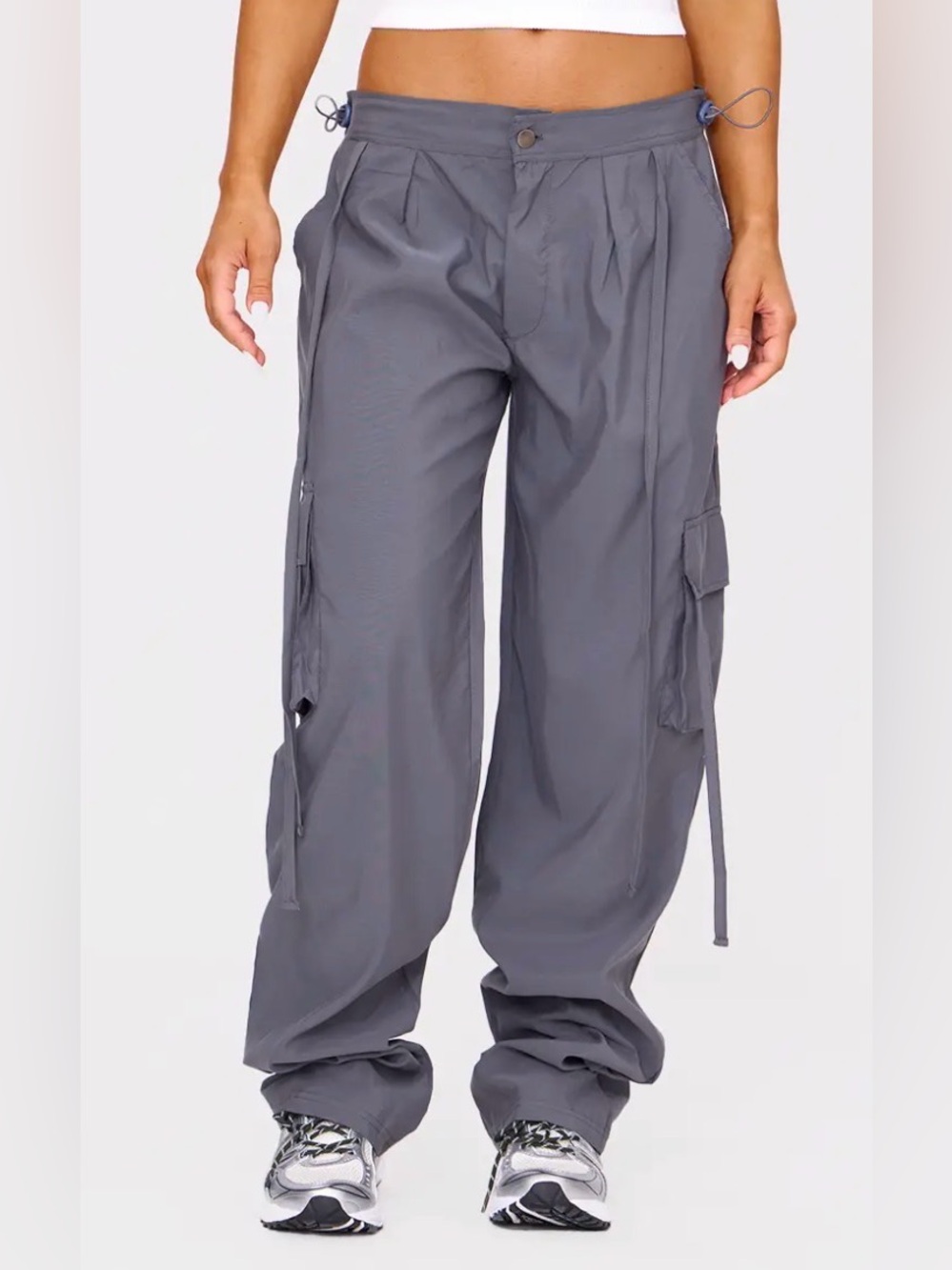 PrettyLittleThing Light Olive Cargo Pants With Drawstring Waist